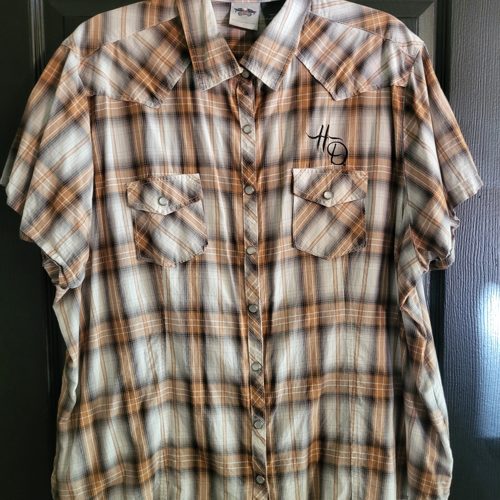 Harley-Davidson Women's Brown Plaid Button Down Shirt